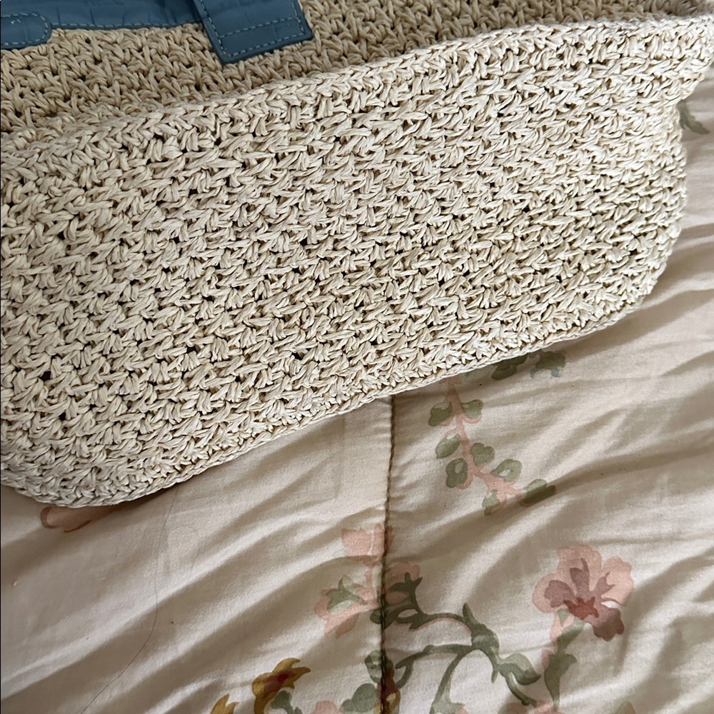 Brighton wheat woven purse with blue leather trim Women's Handbag - Picture 9 of 9